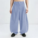 Wiaofellas  -  Men Striped Pants Button Loose Joggers Casual Wide Leg Trousers Men Streetwear Baggy Fashion Leisure Long Pants Men