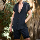 WIAOFELLAS  -  Early Spring Hooded Vest Men's Vest Street Trend Solid Color Casual Top for Men