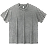 Wiaofellas  -  Washed T-shirts for Old Retro Trendy Brands in High Street Summer Short-sleeved Men