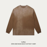 WIAOFELLAS  -  Vintage Men's Long Sleeved T-shirt Washed Loose Men's Autumn Pullover Outfit Unisex Pure Cotton 230g High Street Trendy T-shirt
