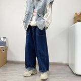 WIAOFELLAS  -  Spring Autumn New Solid Color Cowboy Straight Pants 2023 Man Japanese Style Loose Fashion Hip Hop Personality Wide Leg Trousers