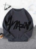 WIAOFELLAS  -  New Popular Spring Autumn Graffiti Jacquard Pattern Pullover Sweater Casual Round Neck Contrast Color Knitted Men's Pullover