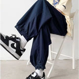 Wiaofellas  -  Spring Summer Loose Japanese Casual Pants Solid Color Drawstring Fashion Slim Youth Men's Workwear Wide Leg Guard Pants