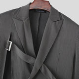 WIAOFELLAS  -  Men Irregular Blazer Striped Lapel Long Sleeve Casual Suit Men Streetwear Hollow Out Fashion Male Thin Coats Blazer