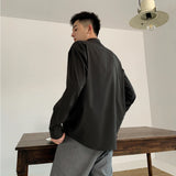 WIAOFELLAS  -  High-end White Shirt Men's Long-sleeved Handsome Suit Top Men's Casual Loose Ice Silk Thin Anti-wrinkle