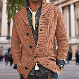 WIAOFELLAS  -  Autumn Winter New Fashion Men's Casual Trendy Loose Long Sleeve Turn-down Collar Single-breasted Knitted Sweater Coat Male
