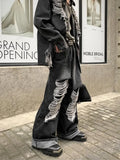 WIAOFELLAS  -  Ripped Large Hole Patch Jeans Spring High Street Hip-hop Retro Old Pants Men Korean Fashion Streetwear Casual Loose Thigh Jeans