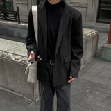 WIAOFELLAS  -  Oversized Korean Style Men's Loose Casual Small Suit, Men's Autumn New Padded Shoulder Suit Jacket Unisex Top