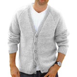 WIAOFELLAS  -  Fashion Casual Knitted Cardigan Autumn Winter Solid Color V-neck Button Long Sleeves Sweater Streetwear Slim Fit Knitwear Tops