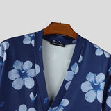 WIAOFELLAS  -  Men T Shirt Flower Printing V Neck Short Sleeve Summer Male Tee Tops Streetwear 2025 Fashion Casual Men Clothing S-5XL