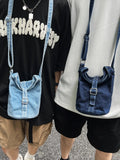 WIAOFELLAS  -  Denim messenger bag men's shoulder bag women's new design niche design fashion brand student mobile phone bag