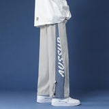WIAOFELLAS  -  Men's Spring Autumn Elastic High Waist Pockets Bandage Contrast Pocket Harlan Straight Casual Loose Trousers Fashion Pants