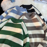 Wiaofellas  -  Men's Winter Sweater Harajuku Fashion Striped Sweter Oversize Pullover Warm Knitted Sweater Men's Clothing