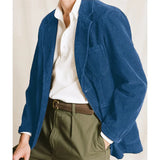 Wiaofellas  -  Men's Corduroy Blazer Vintage Style Single-breasted Elegant Casual Comfortable Business Notch Lapel Jacket Formal Office Wear