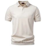 Wiaofellas  -  Men Fashion Solid Color Golf Polo Shirt Short Sleeve Fitness T-shirts Business Casual Premium Daily Outdoors Breathable Tops