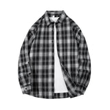Wiaofellas  -  Men's Cotton Plaid Shirts Autumn Single Breaste Smart Casual Work Shirt Long Sleeved Tops Spring Summer Workwear Shirts Men Tops