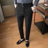 WIAOFELLAS  -  Autumn and Winter Men's Fashion Solid Color Fabric Casual Thickened Wool Business Brushed Straight Tube Versatile Pants