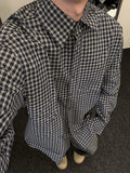 Wiaofellas  -  Men's Plaid irt Long Sve Collared Inner Wear Spring Autumn American Retro id Pattern Cleanfit Jaet Loose Fit