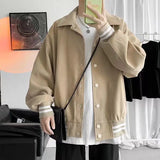 WIAOFELLAS  -  Retro Workwear Jacket Japanese Men's Vintage Baseball Jacket Men's Trendy Casual Loose Men's Jacket