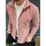 WIAOFELLAS  -  Casual Lapel Corduroy Cardigan Men's New Autumn Solid Color Long-sleeved Jacket Fashionable Men's Casual Fashion Coat
