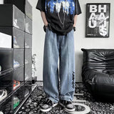 Wiaofellas spring shang new bulk American retro Hong Kong style men's loose straight leg casual jeans