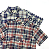 WIAOFELLAS  -  Plaid short-sleeved shirt Men's Japanese vintage linen youth summer cotton linen loose casual short-sleeved shirt