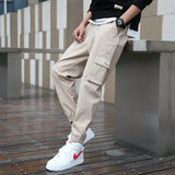 Wiaofellas  -  Cargo Pants Men Streetwear Hip Hop Pants Elastic waist Harem Ankle length Trousers Black Army green Harajuku Loose Casual Pocket