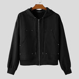 WIAOFELLAS  -  Men Hoodies Solid Color Zipper Hooded Long Sleeve Casual Male Sweatshirts Streetwear Spring 2026 Fashion Outerwear Men