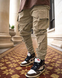 Wiaofellas Leisure multi pocket workwear slim fit straight leg small ankle sports jogger cargo pants