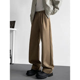 WIAOFELLAS  -  Brown Suit Pants Men Society Mens Black Dress Pants Korean Loose Casual Straight Pants Mens Office Formal Trousers Large Size