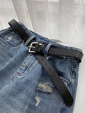 WIAOFELLAS  -  2025 New Men's Summer Solid Color Thin Shorts Male High Street Loose Denim Shorts Men Ripped Holes Straight Short Pants P895