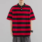 WIAOFELLAS  -  Summer Short Sleeve Striped Polos Shirts Men Anti-Wrink Turn Down Collar Casual Polos Male Sports Tees Couple Tops Streetwear