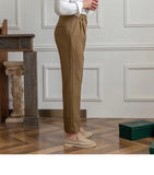 WIAOFELLAS  -  High Waist Men Dress Pants Trousers Spring Autumn New British Style Straight Slim Fit Suit Pant Solid Casual Fashion Men Clothes