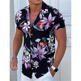 WIAOFELLAS  -  Men's Summer ort Sve irt Digital Print Loose Fit Polyester Fiber Briti Sle Collar Open Cardigan Youth Faion