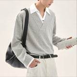 WIAOFELLAS  -  Men Shirt Patchwork Lapel Long Sleeve Korean Style Casual Men Clothing Streetwear Loose Fashion Male Shirts S-5XL