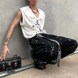 WIAOFELLAS  -  Spring And Autumn Men's Casual Pants Fashionable Trendy Y2k Hip-Hop High Street Graffiti Printed American Vintage Trousers