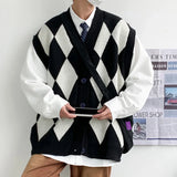 WIAOFELLAS  -  New Autumn Winter Fashion Trend Casual Vneck Cardigan Vest For Men Highquality Korean Version Loose Comfortable Versatile Jacket