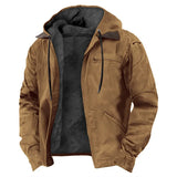 WIAOFELLAS  -  Winter New Men Casual Jackets Hooded Zipper Pocket Fashion Solid Color Fleece Warm Outerwear Male Outdoor Hooded Hoodie Coats