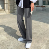 WIAOFELLAS  -  Black Gray Suit Pants Men Fashionable Social Mens Dress Pants Korean Loose Casual Straight Trousers Mens Office Formal Pants