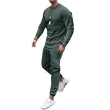 WIAOFELLAS  -  Long Sve Two-Piece Suit for Men Casual Sportswear Spring Season Outerwear Long Pants No Brand Registered Trademark