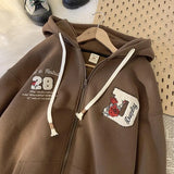 WIAOFELLAS  -  With Hat Hoodies Men Casual Baggy Letter Embroidery Cozy Soft Hooded Outwear Handsome Streetwear Fashion Daily American Style