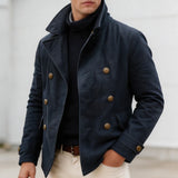 Wiaofellas  -  Fashion Loose Men's Lapel Double-breasted Jacket Spring Autumn Solid Color Long Sleeve Button Casual Outerwear