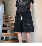 WIAOFELLAS  -  Fashion New Men's Letter Print Tie Dye Drawstring Design Shorts Trendy Summer High-waisted Loose Short Pants Male
