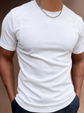 WIAOFELLAS  -  New Casual Mens Short Sleeve T Shirts Flannel Solid Color Elastic Slim Fit T-shirt Men Spring Summer Fashionable Pullovers