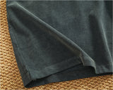 WIAOFELLAS  -  Heavy wash short sleeve T-shirt men drop shoulder sleeve solid color loose summer round neck half sleeve T