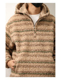 WIAOFELLAS  -  Autumn Winter Hooded Sweaters for Men Japanese Trendy Loose Casual Thickened Striped Pullover Harajukuhigh Street Long Sleeved
