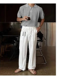 WIAOFELLAS  -  Cooling Polo Shirt Men 3D Honeycomb Knit Tech Breathable Fabric Oversized Collar Streetwear Essentials