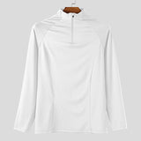 WIAOFELLAS  -  Men T Shirt Solid Color Zipper Long Sleeve Turtleneck Male Tee Tops Streetwear Workout Fashion Casual Men Clothing S-3XL