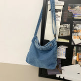 WIAOFELLAS  -  Personality washed denim bag men's new shoulder bag simple Joker Messenger bag fashion sports mobile phone bag