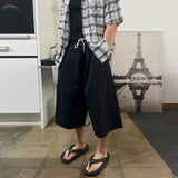 WIAOFELLAS  -  Trendy 2025 Summer Men's Solid Color Drawing Korean Style Shorts Fashion High-waisted Straight Short Pants Male